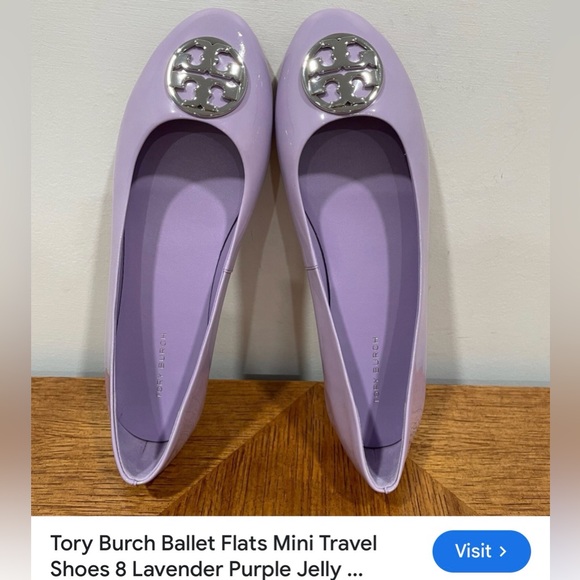 Tory Burch Lilac Flats with Silver Logo 8 - Picture 2 of 14